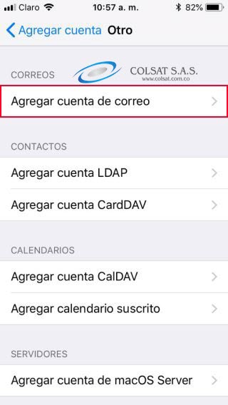 Paso 5 configuración correo en iPhone o iPad